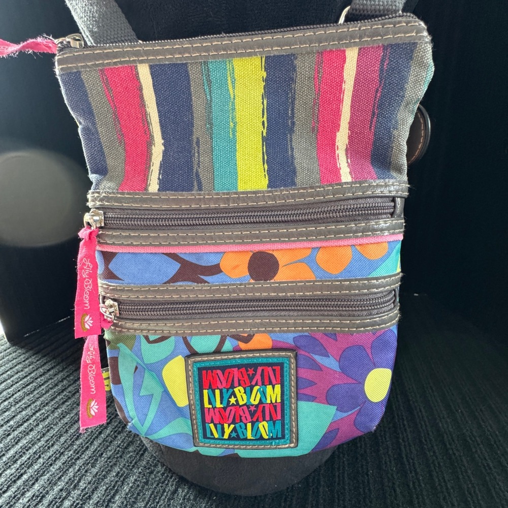 Lily Bloom Crossbody Bag Floral Striped Multi Color Recycled Polyester